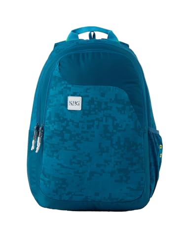 Image of Wildcraft Wiki 1 30L Laptop Backpack for Men & Women | Fits 15.6 inch Laptop | Padded Shoulder Straps, Multi Compartments, Anti-Theft Zippers | School & College Bag | Jacquard Pattern Blue