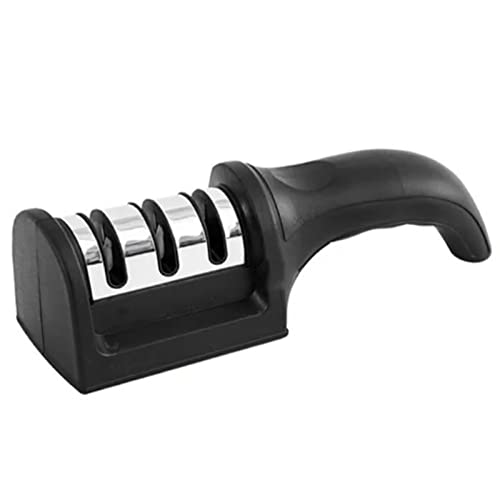 Riuulity Afilador de Cuchillos Manual, Herramienta Multifunción para Afilar Cuchillos de Cocina, Diseño Ergonómico para un Afilado Rápido, Perfecto para Uso Doméstico y en Restaurantes (BLACK)