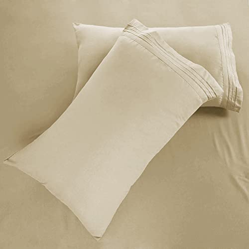 Vacco Hotel Luxury 1800 Series Bedding Pillowcases Standard Size Set Of 2 - Pillow Covers - Pillow Protector - Cooling Pillowcases (Set Of 2 Standard/Queen Size, Cream) #TOP3