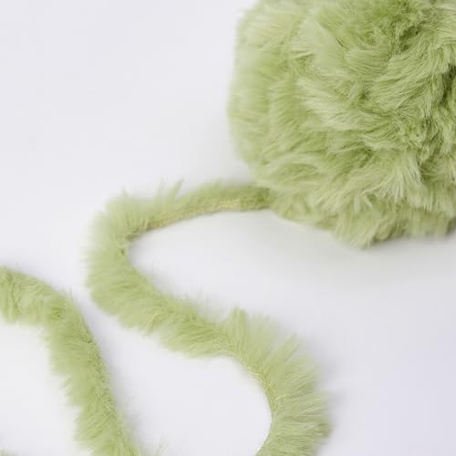 Image of NICEEC Faux Fur Yarn Super Soft, Chunky & Fluffy, Eyelash Yarn for Crochet & Knitting(Total Length 210yds /10.6oz) - Warm Green /300g