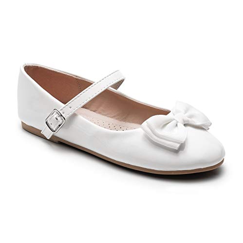 Trary White Girls Flats Slip on Shoes with Bow Knot 1