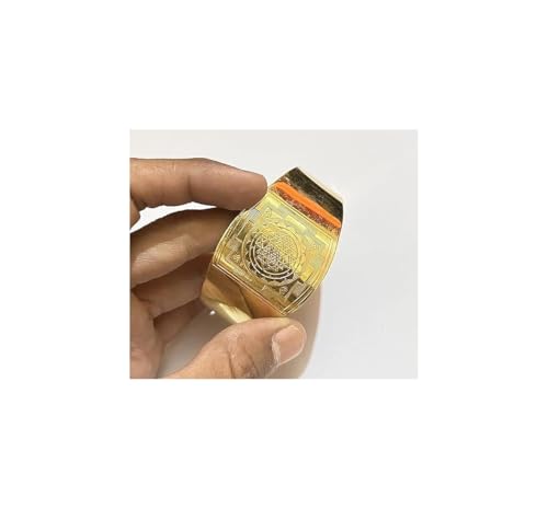 Image of Unisex-Adult Shree Yantra Kada Golden Antique Designer Brass Shri Yantra Bangle Cuff Kada Bracelet