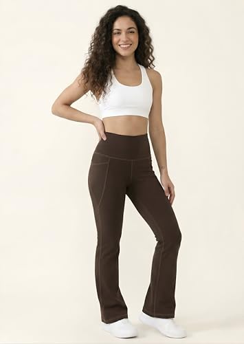 Image of Rock Paper Scissors Premium Flare Gym Pants High Waist Stretchable Flared Leggings with Pockets Gym wear /Active Wear Tights Yoga Pants Womens Workout Tights Gym Tight Black