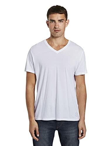TOM TAILOR Herren T-Shirt mit V-Ausschnitt im Doppelpack, 20000 - White, S 3