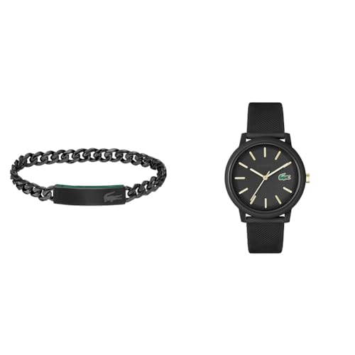 Lacoste Montre Analogique à Quartz pour Homme avec Bracelet en Silicone Noir - 2011233 Bracelet en chaîne pour Homme Collection Baseline - 2040082