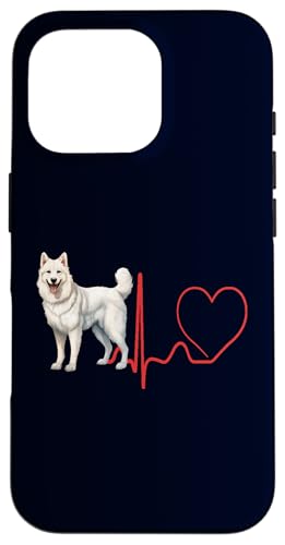 American White Shepherd Dog Heartbeat EKG Funny Dog Lover �X�}�z�P�[�X iPhone 16 Pro �p