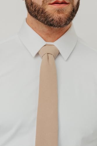 Image of DAZI Men's Skinny Tie, Cotton Wool Linen Necktie, Great for Weddings, Groom, Groomsmen, Missions, Dances, Gifts.