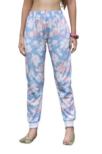 Image of Leriya Fashion Womens Wide Leg Pants Flowers Floral Print Drawstring Loose Long Trousers & Leggings