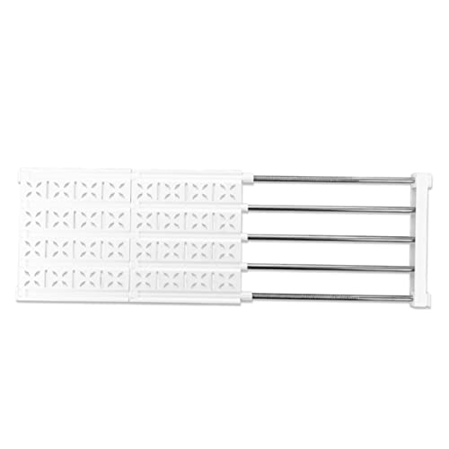 BUGUUYO Adjustable Wardrobe Divider Plastic Steel Tube Shelves Closet Clothes Organizer Expandable Shelf