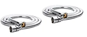 Shahr Stainless Steel Flexible Health Faucet Shower Tube Pipe, Tube Pipe/Hose for Hand Shower, Health Faucet, 1.5 m, Silver and Grey, Pack of 2