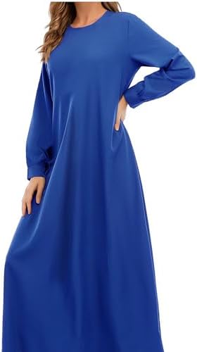 WSPLYSPJY Solid Color Zipper Abaya Muslim Dresses for Women Girls Pockets Islamic Prayer Clothes