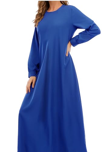 WSPLYSPJY Solid Color Zipper Abaya Muslim Dresses for Women Girls Pockets Islamic Prayer Clothes