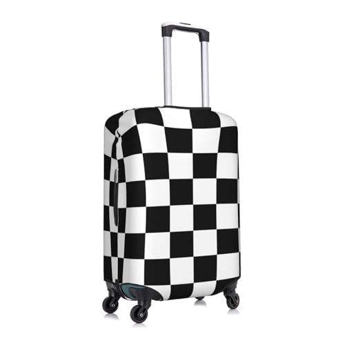 Black And White Plaid Print Suitcase Cover Luggage Protector Washable Elastic Fashionable Travel Gear Cover3