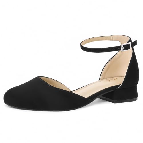 Image of Ankis Round Closed Toe Heels for Women, Low Block Heel Dress Shoes
