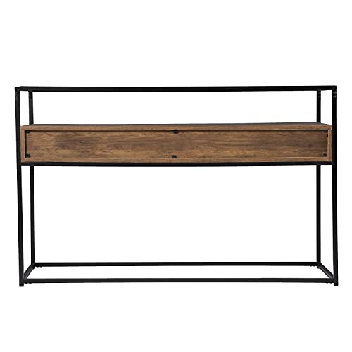 SEI Furniture - Olivern Glass Top Console Table with Storage - Transitional Design, Brown Glass and Wood - Ideal for Entryway, Living Room (CM1014103) by SEI Furniture - Image 5