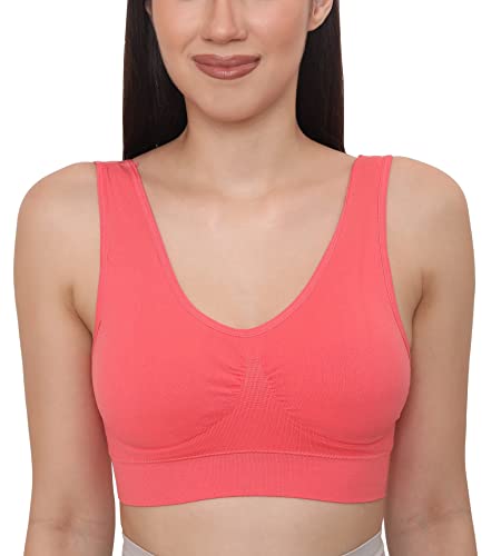 Image of GLAMORAS Women Nylon Elastane Lightly Padded Non Wired U Back Sports Bra | Seamless Stretchy Low Impact Yoga Workout Bra with Removable Pads - Size- Small to 4XL