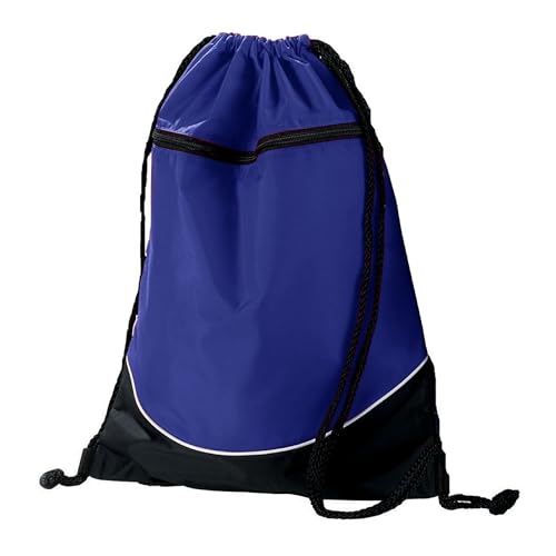Augusta Sportswear Tri-Color Drawstring Backpack, Purple/Black/White, OS