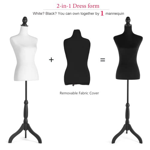 Hombour Dress Form With Removable Cover, Female Mannequin Torso, Pinnable Manikin Body With Stand For Sewing, Wedding Dress, Display #TOP1