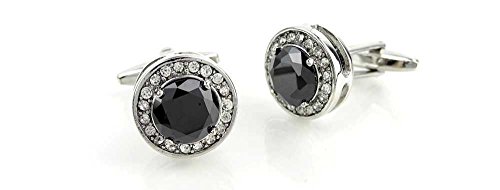 Par de mancuernas para hombre con piedra negra miniatura 1