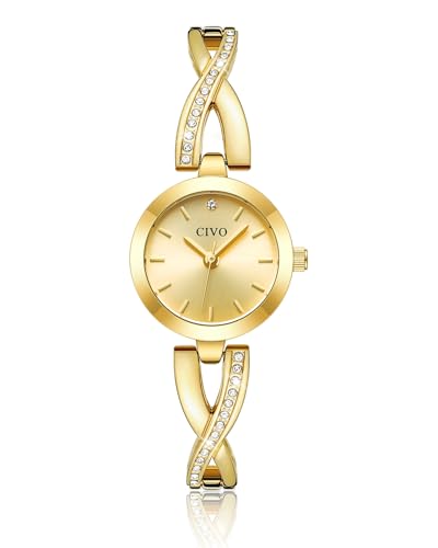 Montre femme petite dorée CIVO en acier inoxydable et cadran argent chic