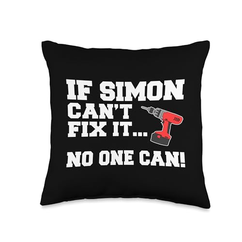 Simon Name Can't Fix It No One Can Handyman Construction Throw Pillow
