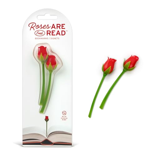 Genuine Fred Roses are Read Flower Bookmarks – Set of 2 Rose Page Markers, Soft and Flexible Silicone, Great for Romance Novels, Book Lovers, and Valentine's Day