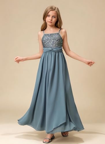 Chiffon Junior Bridesmaid Dress Sequin Flower Girl Dresses for Wedding Pageant Princess Ball Gown4