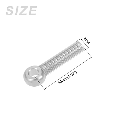 Image of METALLIXITY Shoulder Swing Lifting Bolt (M14x50mm) 2Pcs, 304 Stainless Steel Eye Bolts - for Home Renovation, Pipeline Gate Valves Fasteners, Silver