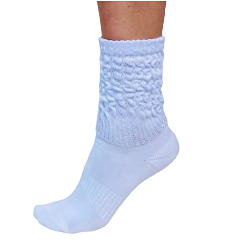 Women's Athletic socks 2 pack Scrunch sock one size 6-9 US White fitted foot slouch sock