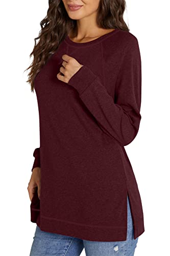 NILOUFO Womens Long Sleeve T Shirts Casual Blouses Trendy Tops Side Split Tunics4