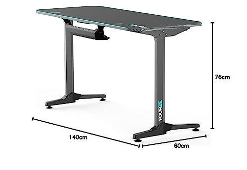 Bureau gamer noir et vert avec porte-gobelet et cache-câble intégré - 3