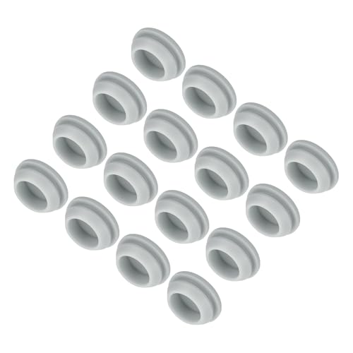 Image of MECCANIXITY 16pcs Silicone Snap in Locking Hole Plugs,18mm /0.7 Inch Mounting Diameter Narrow Groove Width 2mm Panel Seal Cover Round for Kitchen Bulkheads Waterproof Sealing Plugs Grey