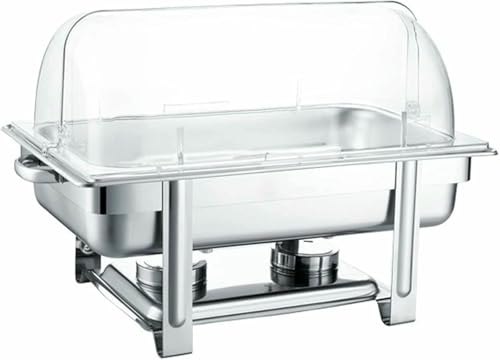 Chafing dish 9L en acier inoxydable avec couvercle visible et support de carburant - 8