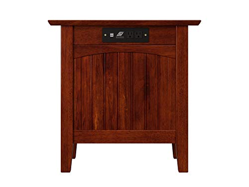 Atlantic Furniture Nantucket Chair Side Table With Charging Station, Walnut, "Chair Side Table (22"" X 14"")" #TOP4