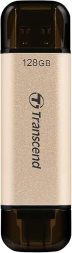 Image of Transcend JetFlash 930C 128GB USB Type C 3.2 Gen 1 (USB 5Gbps) Flash Drive, High Performance & High Endurance Pen Drive, Read /Write - up to 420 MB /s & 400 MB /s, 5 Yrs. Warranty, Gold (TS128GJF930C)