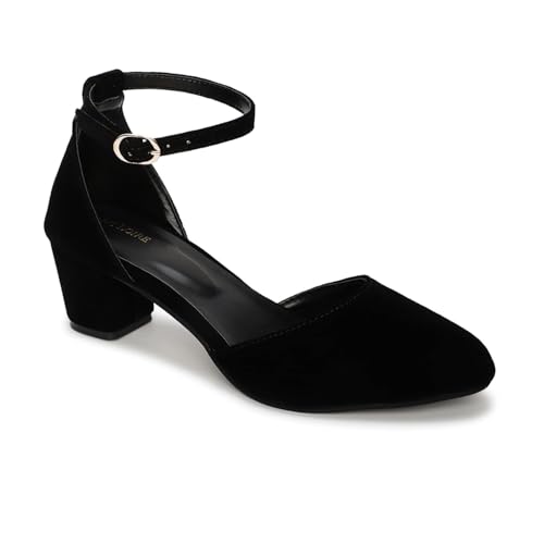 Image of Marc Loire Women's Pointed Toe Block Heel Fashion Sandals with Buckled Ankle Strap