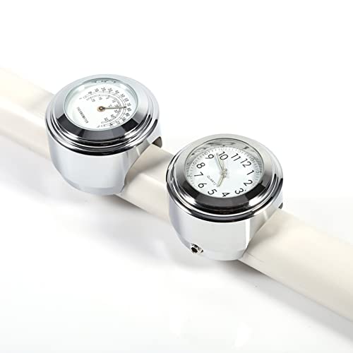 Montre pour Guidon de Moto, Horloge Moto Guidon, Thermomètre D'horloge De Motos étanche, 1 Paire 7/8