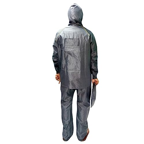 Image of Men's Waterproof Raincoat or Rainsuit Set - Includes Top and Bottom, Adjustable Hood, Inner Mobile Pocket, and Storage Bag - Polyester Reversible Double Layer Design