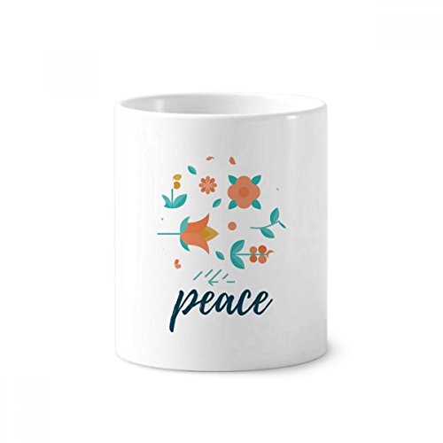 Idée cadeau originale avec cette tasse blanche fleur vert orange pour brosses et crayons