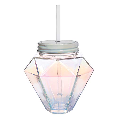 Slant Collections Women's Diamond Shaped Sipper Cup, Iridescent, Clear, One Size, 15-Ounce (10-07762-002)