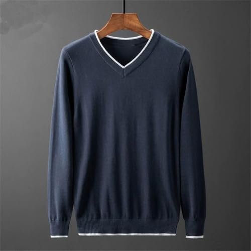 Men’s Spring Autumn V-Neck Sweater Knit Pullover Slim Fit Long Sleeve Casual Korean Daily Sweater2