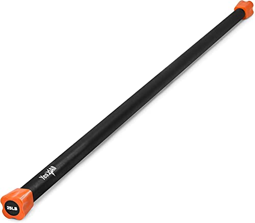 Yes4All Total Body Weighted Workout Bar, Body Bar For Exercise, Therapy, Aerobics, and Yoga, Strength Training 25lbs.