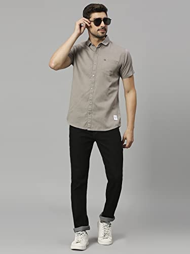 Image of Thomas Scott Men's | Solid | Half Sleeve | Slim Fit | Linen Blend | Spread Collar | Casual Shirt
