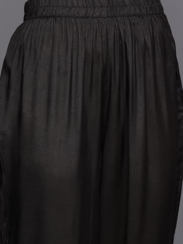 Image of INDO ERA Women's Silk Blend Embroidered Straight Kurta With Pant & Dupatta Set (KH9BK7270)
