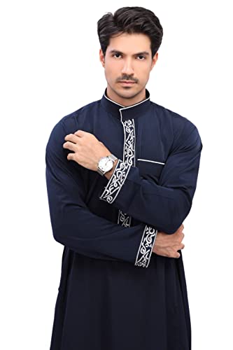 Men Arabic Long Sleeve Pure Color Thobe Kaftan Robe for weddings and Eid thoubs3