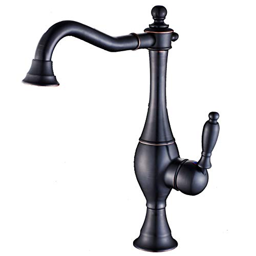 Wovier Oil Rubbed Bronze Waterfall Bathroom Sink Faucet,Single Handle Single Hole Vessel Lavatory Faucet,Basin Mixer Tap Tall Body,Black #TOP23