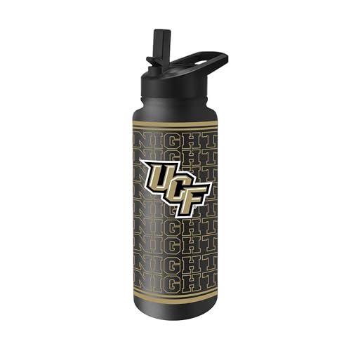 Logo Brands NCAA Central Florida Golden Knights 34 oz Travel Quencher Bottle — Team Color | Stainless Steel | Double Wall | Echo Design