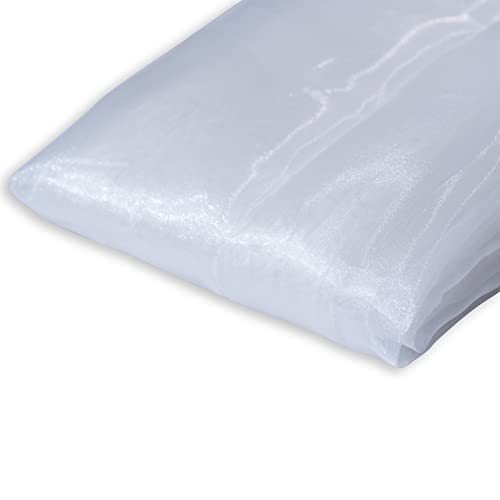 Fynite White Organza Fabric by The Yard | 10 Yard Long | 44" Wide | Bridal Soft Sheer Organza Tulle for DIY Wedding Dress Fashion Craft Decorations