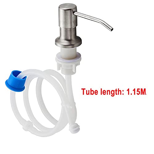 Image of amiciCare Kitchen Sink Soap Dispenser Built-in Countertop S.S Steel Dispenser Pump with 360 Degree Rotating Head and 1.15m Extension Pipe (Dispenser Pump with Extension Pipe), Plastic