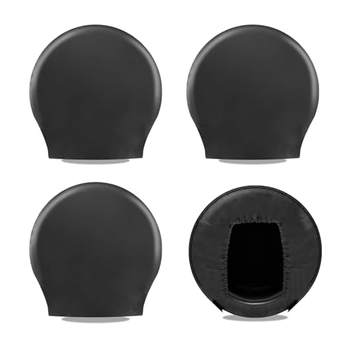 Camper Tire Covers for Trailers,Tire Covers for Cars,Rv Wheel Covers Set of 4,Tough Wheel Protector for Truck, SUV, Trailer, Camper, RV Universal Fits Tire Diameters 33-35 inches, Black